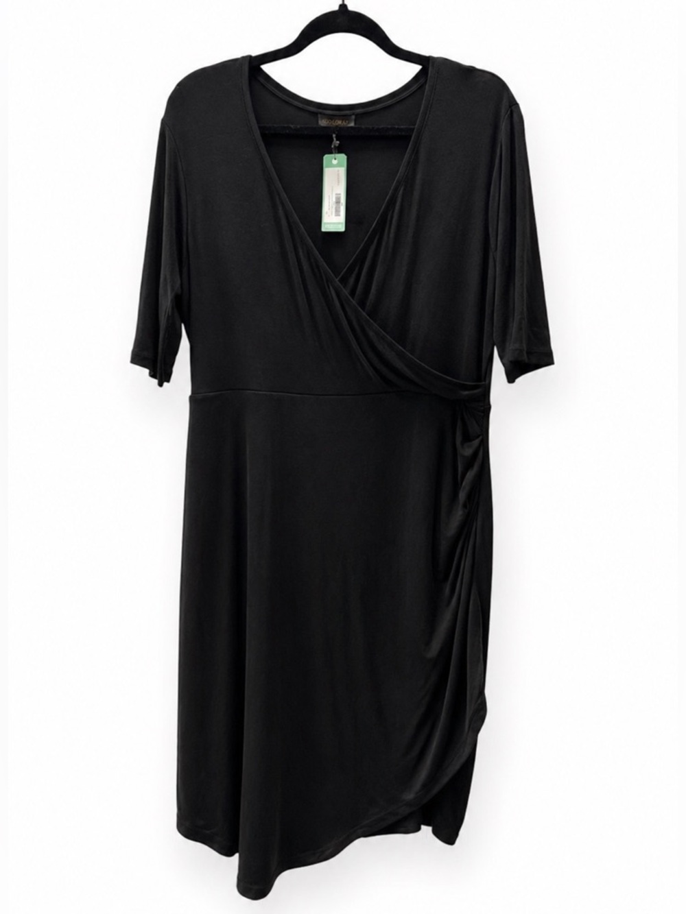 Stitch Fix Goldray Black Faux Wrap Dress XXL Ruched Stretch Career Cocktail